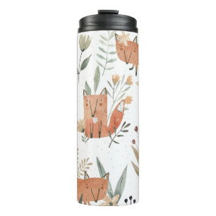 Foxes in Meadows: Watercolor Seamless Thermal Tumbler