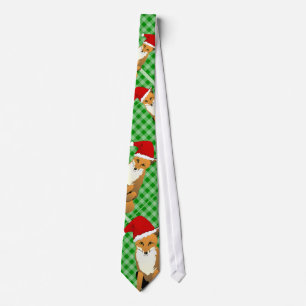 Foxes in Santa Hats Tie