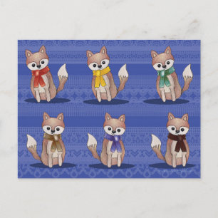 Foxes in Scarves Postcards