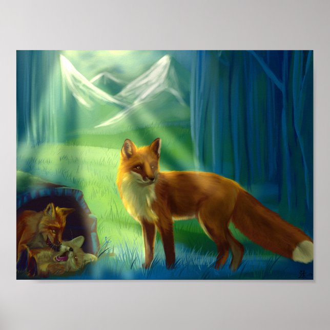 Foxes in the forest Poster (Front)