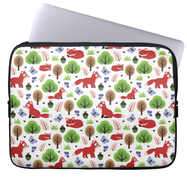 Foxes in the Oak Forest Laptop Sleeve (Front)