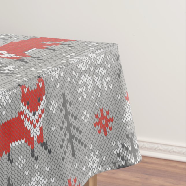 Foxes in the Winter Forest Scandinavian Christmas Tablecloth (In Situ)