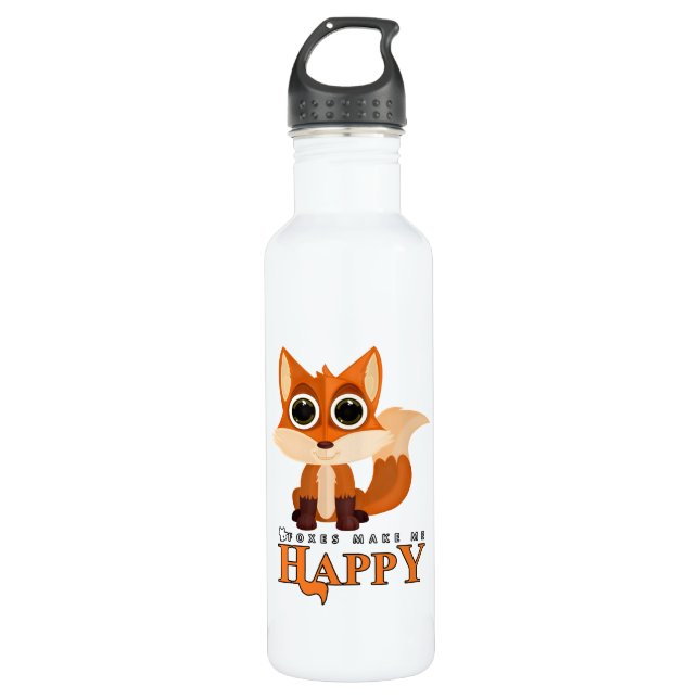 Foxes Make Me Happy 710 Ml Water Bottle (Front)