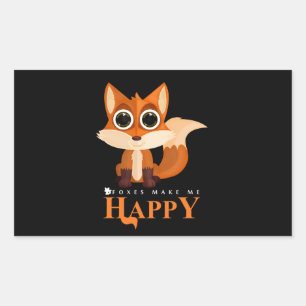 Foxes Make Me Happy Rectangular Sticker