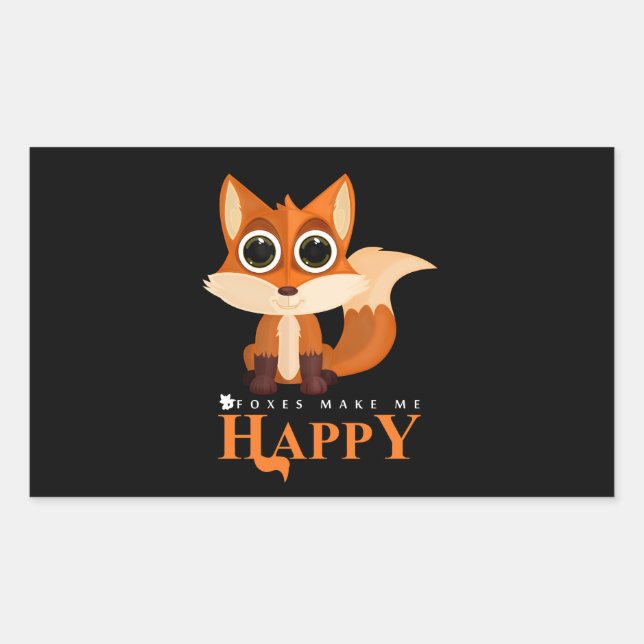 Foxes Make Me Happy Rectangular Sticker (Front)