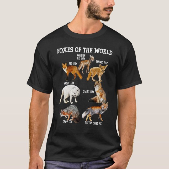 Foxes Of The World  Fox Races Educational Wild Ani T-Shirt (Front)