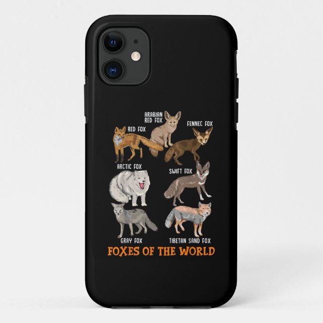 Foxes Of The World Funny Fox Stuff Animals Educati Case-Mate iPhone Case (Back)