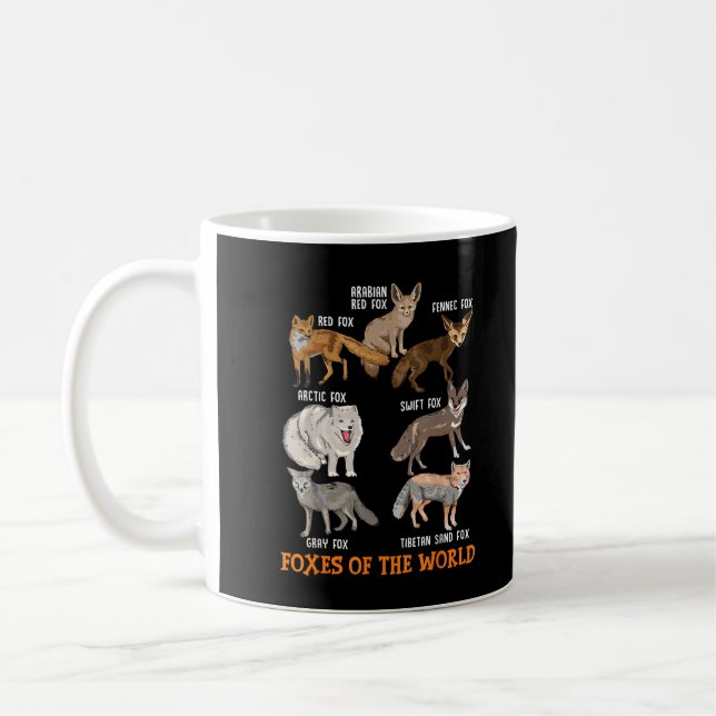 Foxes Of The World Funny Fox Stuff Animals Educati Coffee Mug (Left)