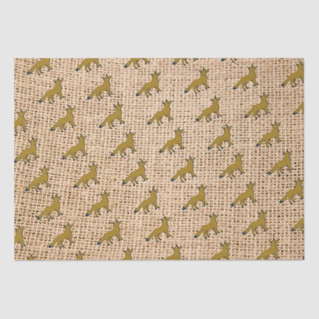 Foxes on burlap tissue paper (Front)