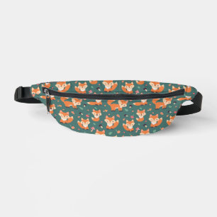 Foxes on forest green, cute  bum bags