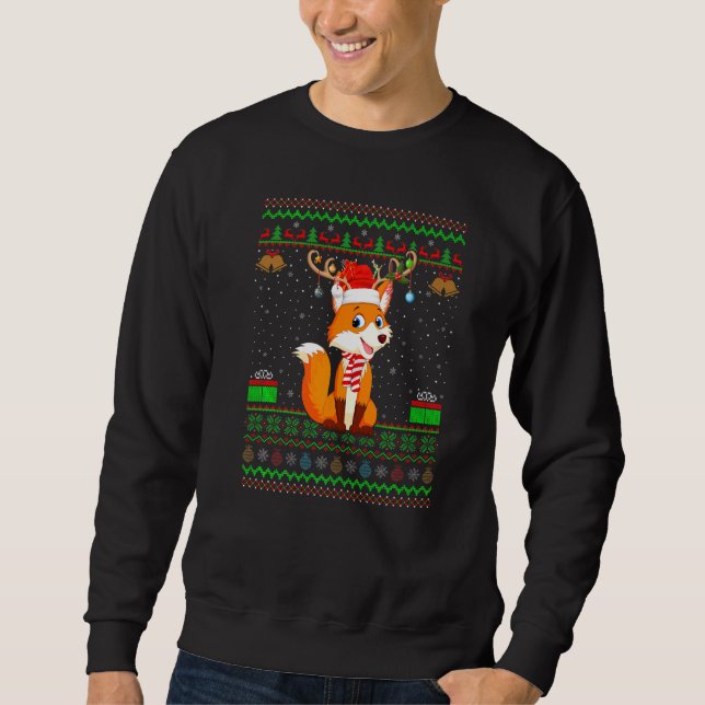 Foxes Santa Hat Matching Ugly Fox Christmas Sweatshirt (Front)
