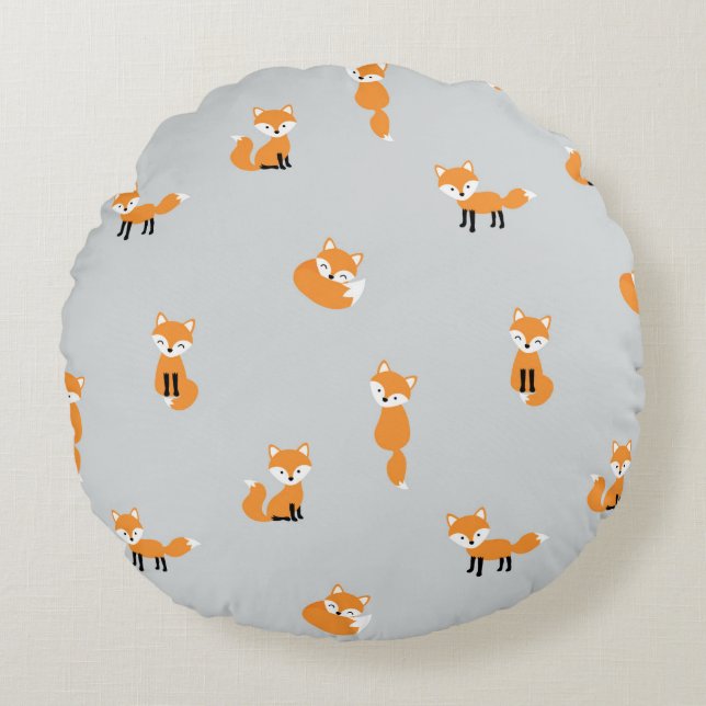 Foxes seamless pattern round cushion (Front)