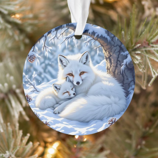 Foxes Themed Personalised Christmas Ornament (Tree)