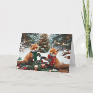 Foxes woodland Christmas Greeting Cards