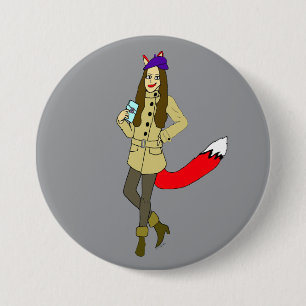 Foxgirl 7.5 cm round badge
