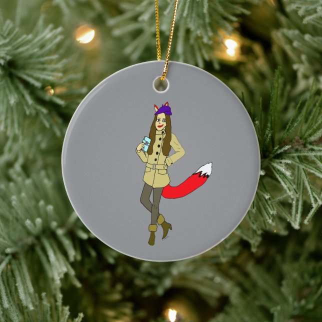 Foxgirl  ceramic ornament (Tree)