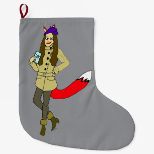 Foxgirl large christmas stocking