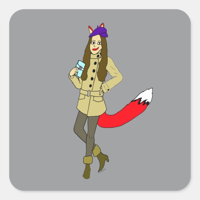 Foxgirl  square sticker (Front)