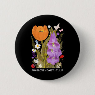 Foxglove Daisy Tulip Floral 6 Cm Round Badge
