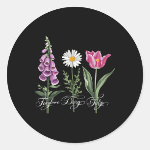 Foxglove Daisy Tulip Floral Classic Round Sticker