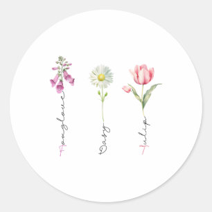 Foxglove Daisy Tulip Floral Funny Political  Classic Round Sticker