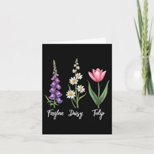 Foxglove Daisy Tulip Floral Girl Mum Flower Design Card