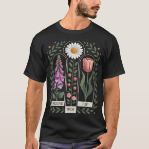 Foxglove Daisy Tulip Garden Bloom Art T-Shirt