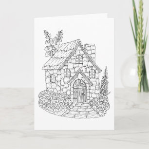 Foxglove Fairy Cottage Colour it Yourself Blank Note Card