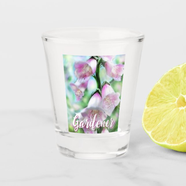 Foxglove Flowers Floral Pink Garden Personalised Shot Glass (Front)
