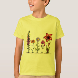 Foxglove Marigold Aster Geranium Amaryllis Flowers T-Shirt
