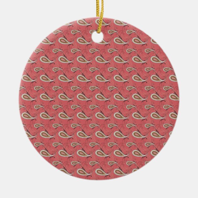 Foxglove Petal Paisley Pattern Ceramic Tree Decoration (Front)
