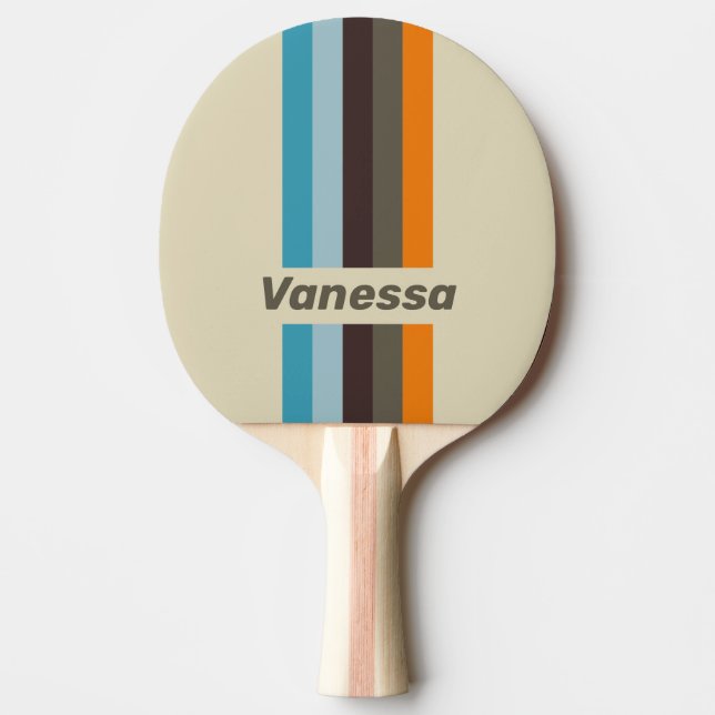 Foxglove Rust Pin Striped with Name Ping Pong Paddle (Front)