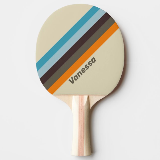 Foxglove Rust Striped with Name Ping Pong Paddle (Front)