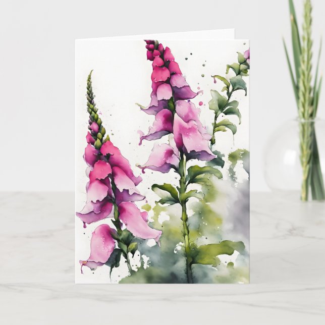 Foxglove - Watercolor flowers Card (Front)
