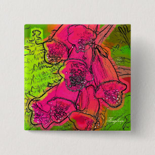 FOXGLOVES 15 CM SQUARE BADGE