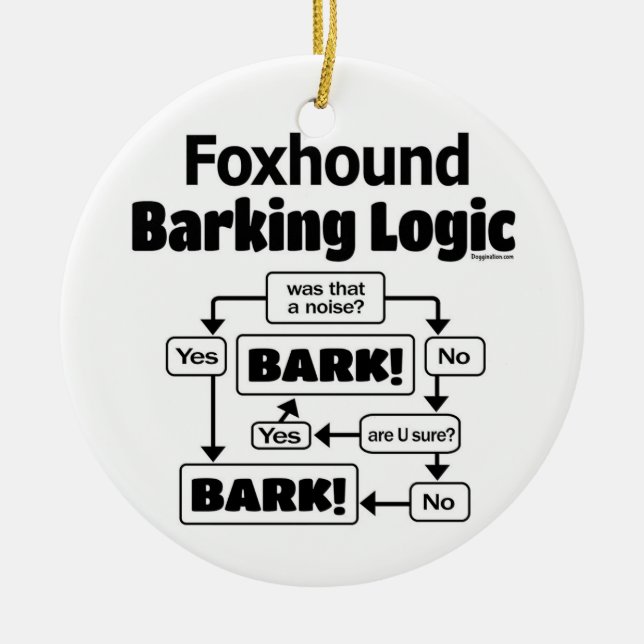 Foxhound Barking Logic Ceramic Ornament (Front)