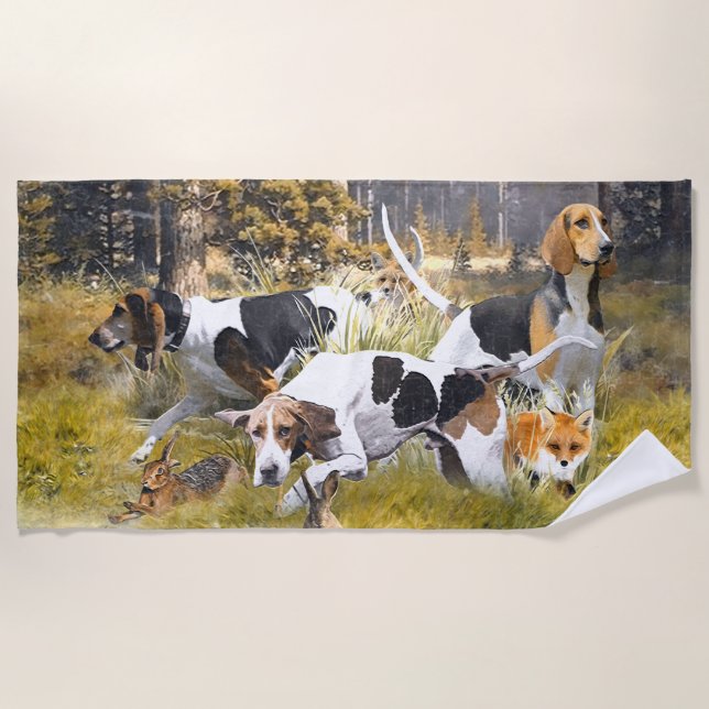 Foxhound  beach towel (Front)