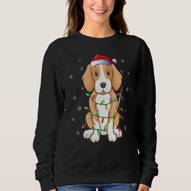 Foxhound Dog Xmas Lighting Santa Hat Foxhound Chri Sweatshirt (Front)