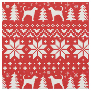 Foxhound Silhouettes Christmas Holiday Patterned Fabric