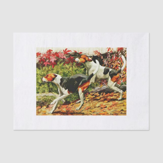 Foxhounds(English&American ) in autumn wood Tissue Paper (Front)