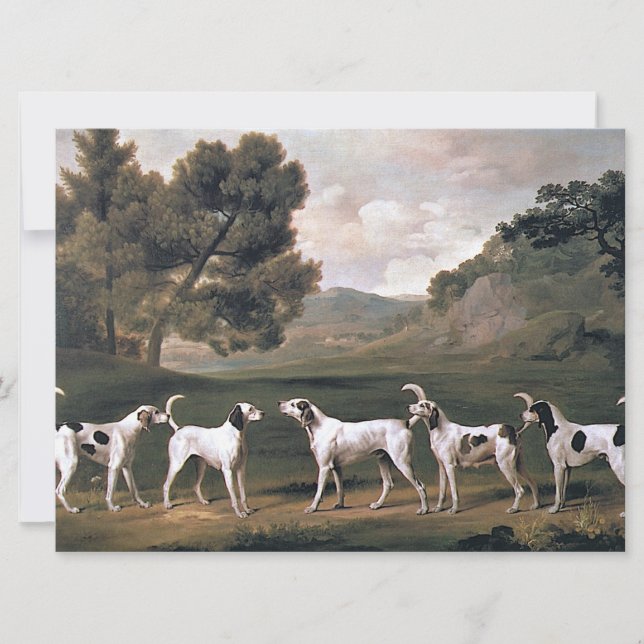 Foxhounds in a Rural Landscape (by George Stubbs) Card (Front)
