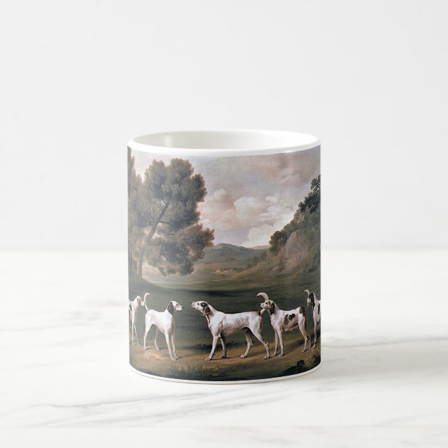 Foxhounds in a Rural Landscape (by George Stubbs) Coffee Mug (Center)