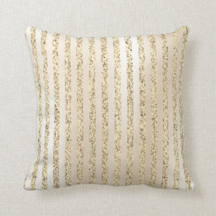 Foxier Gold Metallic Stripes Lines Pearly Creamy Cushion