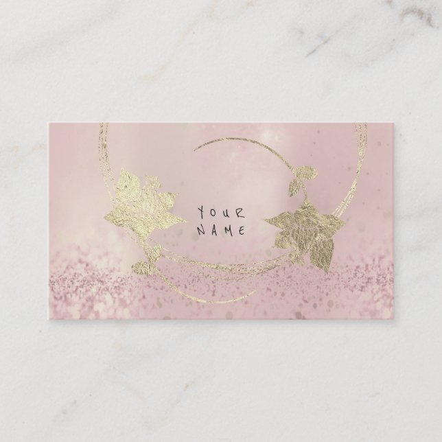 Foxier Gold Rose Pink Blush Pearly Floral Glitter Business Card (Front)