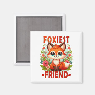Foxiest Friend pun. Cute Baby Fox puppy cartoon Magnet