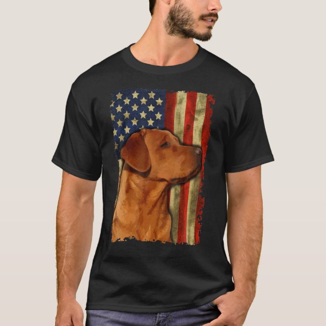 Foxred Labrador Retriever Us Flag Fox Red Labrador T-Shirt (Front)