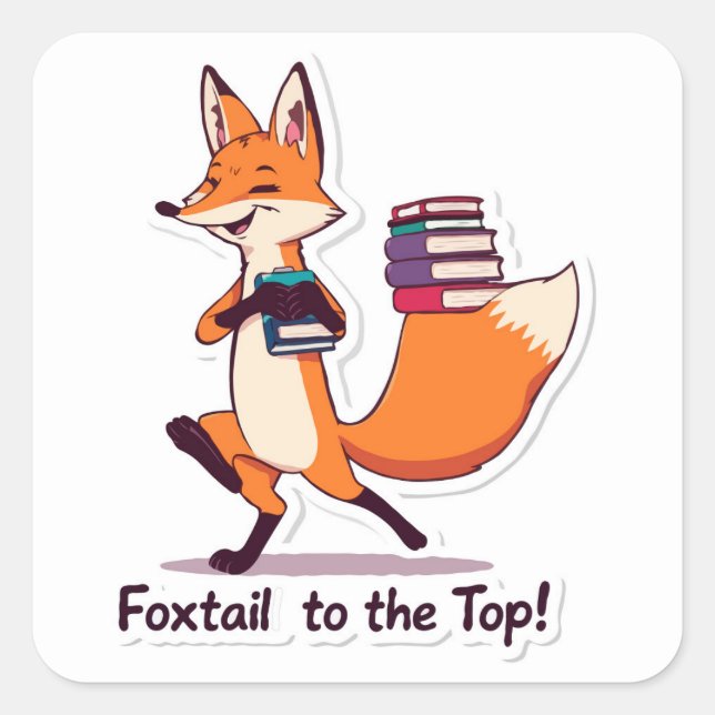 Foxtail to the Top! - Ambitious Fox Back To School Square Sticker (Front)