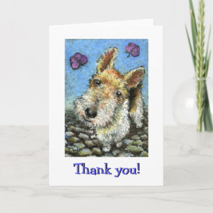 Foxterrier and butterflies thank you card