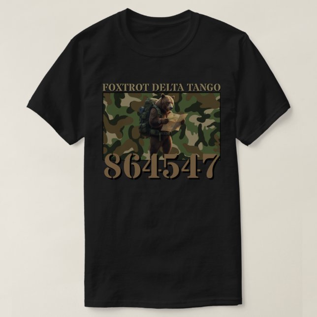 Foxtrot Delta Tango Camo Bear T-Shirt (Design Front)