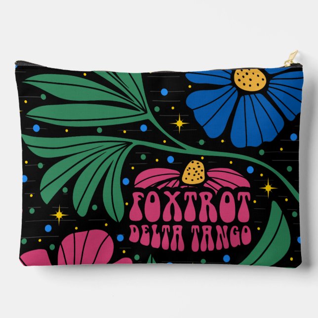 Foxtrot Delta Tango Flower Boho Accessory Pouch (Back)